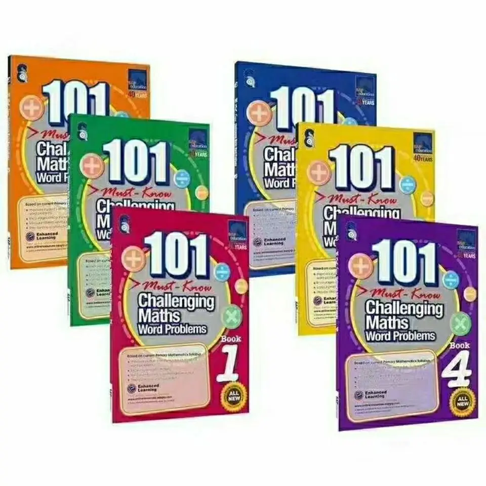 

Singapore Challenge 101 Mathematics Application Questions Primary School Grades 1-6 All 6 English Mathematics Textbooks