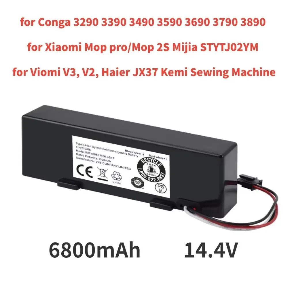 Original 12800mAh Rechargeable battery for Conga 3290 3390 3490 3590 3690 3790 3890 Sweeping Mopping Robot 14.4V Vacuum Cleaner rechargeable battery vacuum cleaner battery