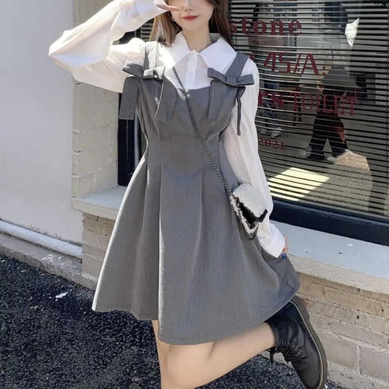 

Spring Autumn Fashion Casual Versatile Polo Collar Long Sleeve Versatile Western Commuting Solid Women's Clothing Dresses Suit