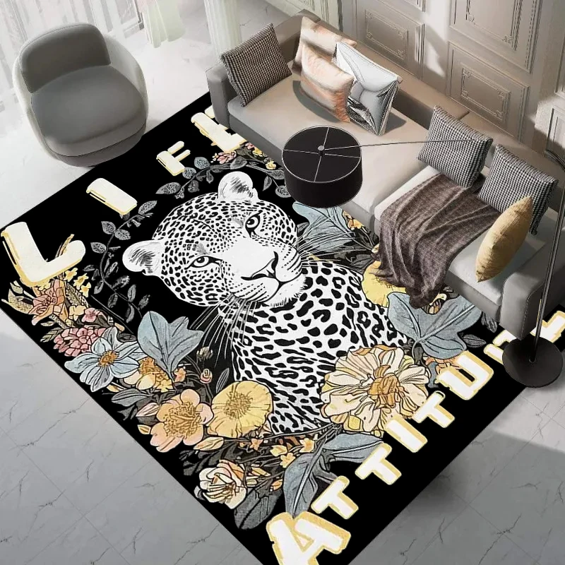 

Fashion Leopard Printing Living Room Carpet Rural Bedroom Bedside Plush Mat Cloakroom Coffee Table IG Soft Rug Ковер Tapis 러그