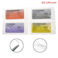 6/12Pcs 2/0 3/0 4/0 5/0 Medical Needle Suture Nylon Monofilament Thread Surgical Practice Kit Teaching Demonstrations Exercises 1