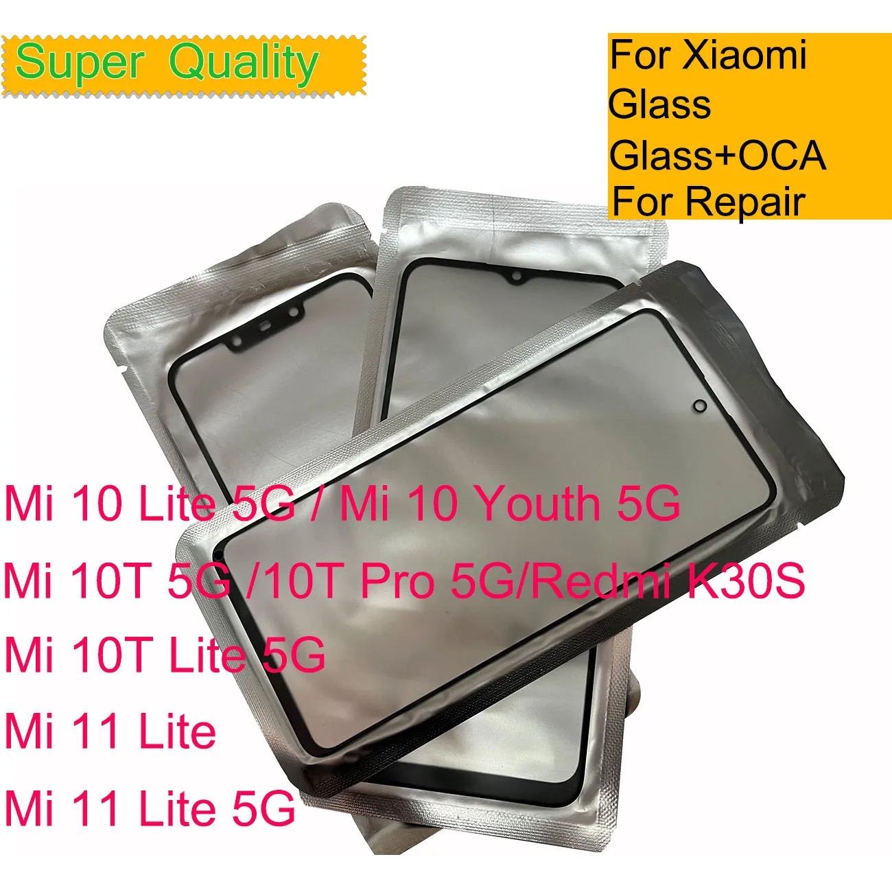 

10Pcs/Lot For Xiaomi MI 11 Lite 5G Touch Screen Panel Front Outer Glass Lens For Mi 10T Pro 5G 10 Lite LCD Glass With OCA