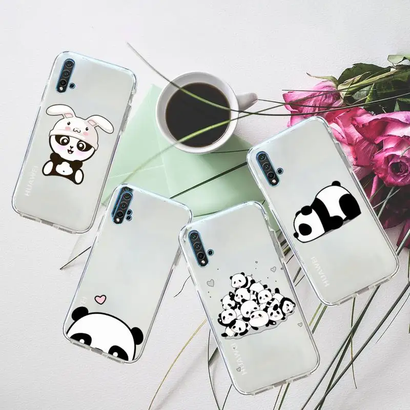 Cute Panda Bear Animal Phone Case Trasparente Per Huawei Honor P Mate Y 30 40 20 50 8 70 10 9 A I X C Pro Lite Prime Smart