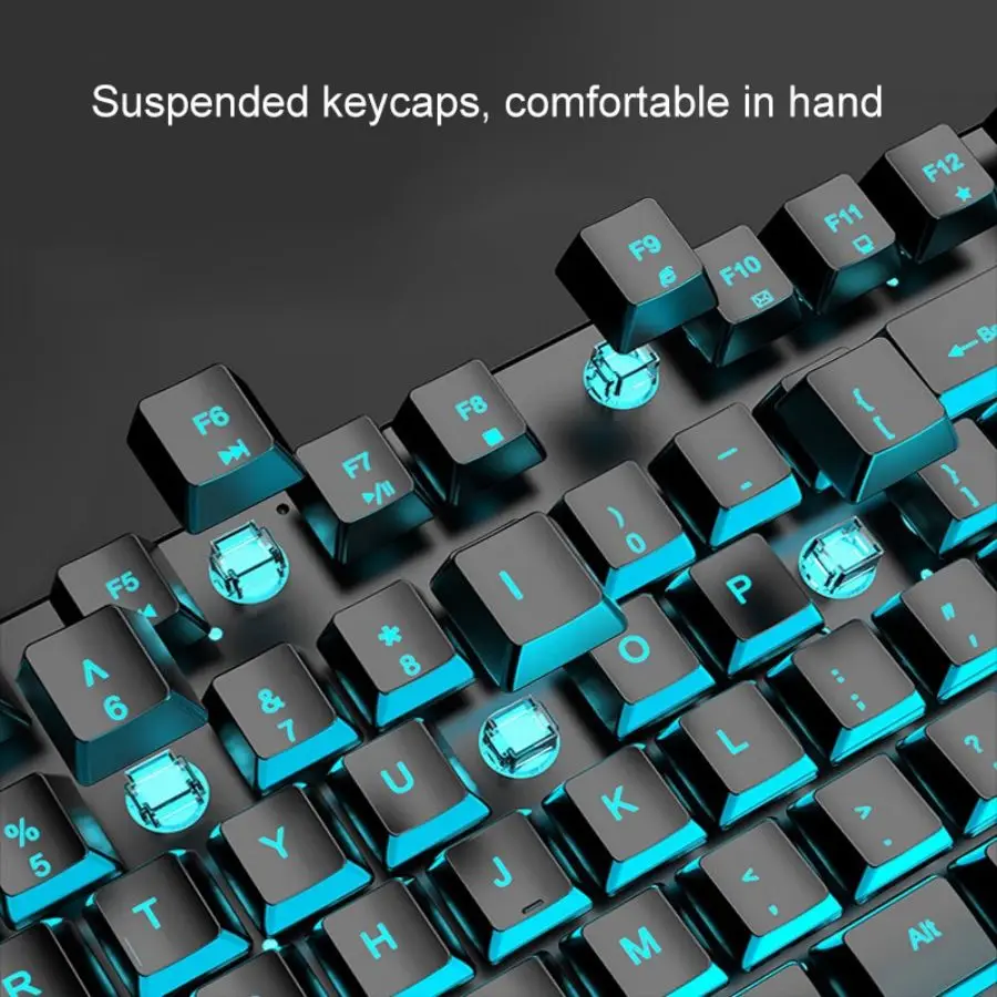 EWEADN Wired Mechanical Gaming Keyboard 104 Keys RGB Backlit, Silent Ergonomic Keyboard for PC Laptop, Windows, Office and Game - 4