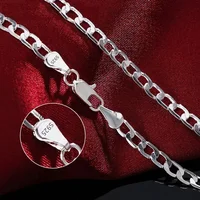 Collier en argent Sterling 925 pour hommes et femmes, 2/4/6/8/10/12MM, 40-75cm, chaîne avec fermoir à homard, bijoux de fiançailles, vente en gros 2