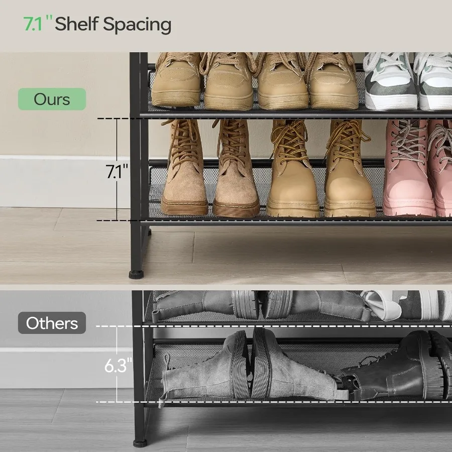 Shoe Rack Long Shoe Organizer Max Holds 75 Pairs 12 Tier Metal Shoe Storage Shelf 6Tier Stackable Shoes Organizer for Garage En