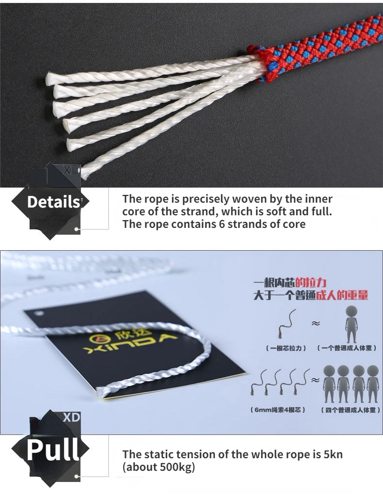 Description Picture 6 of itemOutdoor Paracord Rock Climbing Rope Accessories Cord 6mm Diameter High Strength Camping Hiking Rope Survival Tools