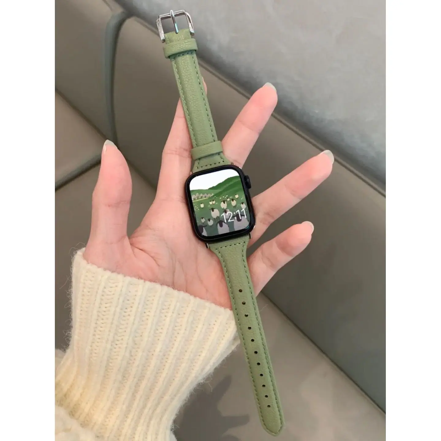 Schlankes Lederarmband für Apple Watch Band Ultra-2 49 mm Serie 10 7 8 9 41 mm/45 mm 38 mm/42 mm Handgelenkarmband iWatch SE 6 5 4 40 mm/44 m – Detail 21