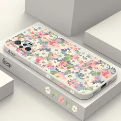 Canvas Flower Silicone Phone Case - Vibrant Floral Design Cover for Redmi Note 11S 5G (White)