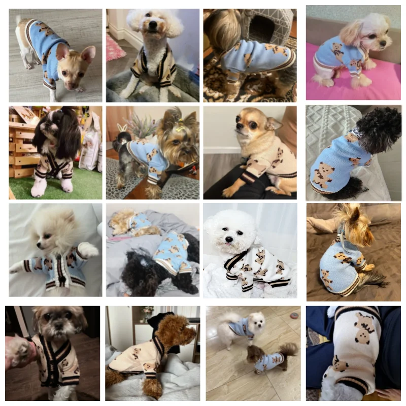 럭셔리 강아지 옷 치와와 애완동물 줄무늬 가디건 스웨터 비숑 프리제 강아지 고양이 따뜻한 코트 애완동물 액세서리