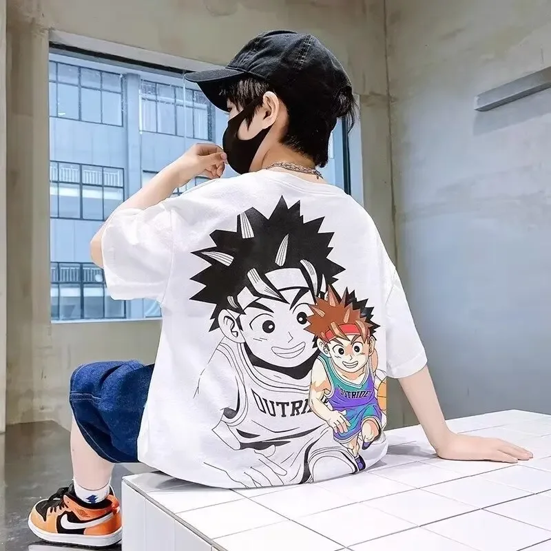 

Boy'S Short Sleeve T-Shirt 2024 Summer New Big Children Loose Clothes For Boys Fashion Tshirt Top