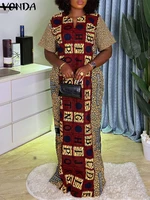 Plus Size Vintage Dress Women Summer Party Sundress Bohemian Short Sleeve V Neck Print Vestidos Casual Oversized Robe VONDA - Image 3
