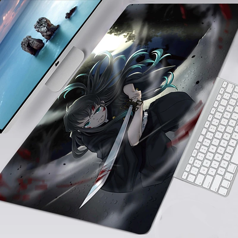 Mouse pad impresso de anime Demon Slayer grande desenho animado  antiderrapante tapete de borracha para escritório, teclado de computador,  mousepad para jogadores, mouse pads