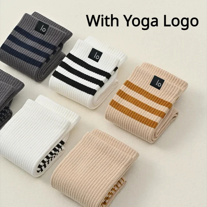 

LO Yoga Socks Striped Couple Style Casual Cotton Socks Sport Running Yoga Wicking Sweat Breathable Soft Mid-tube Socks for Women