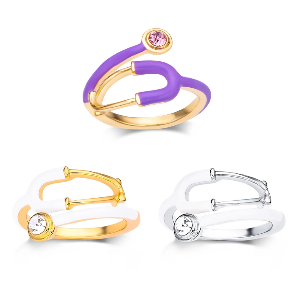 Medical Stethophone Ring Fashion Cute Colorful Enamel Ring for Medical Teacher Student Jewelry Doctor Nurse Accessory Gift