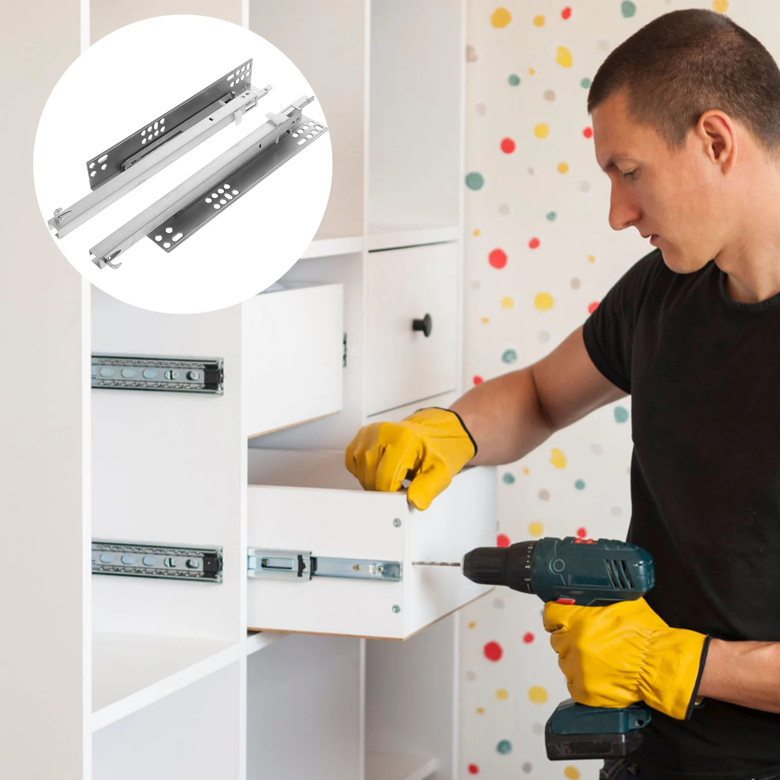 

2 Pcs Drawer Hidden Slides Dresser Softer Close Kitchen Cabinets Drawers Sliders Undermount Out Heavy Duty Guide