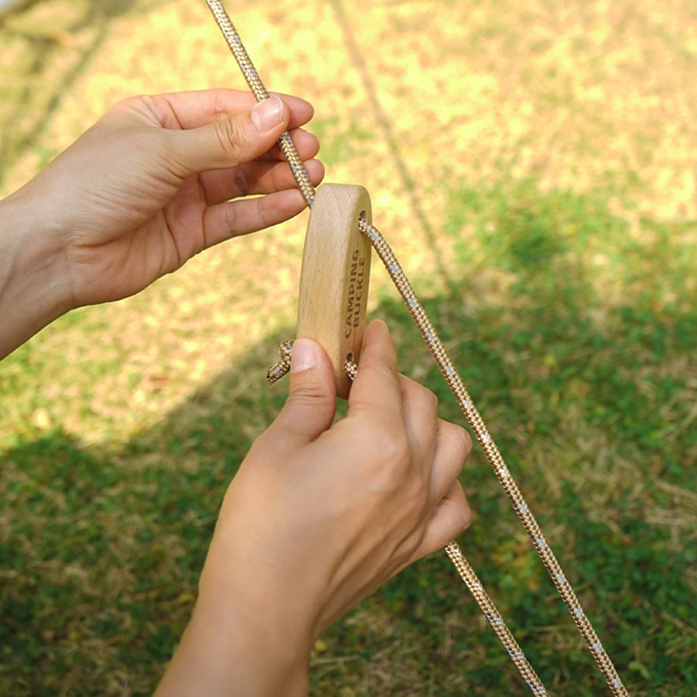 Solid-Wood Rope Buckle Windproof Anti Skid Canopy Tensioner Tent