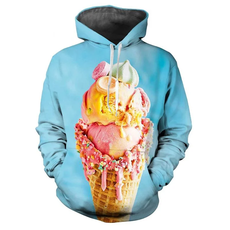thumbnail image 1 of Sudadera con capucha con estampado 3D de helado de comida para hombre, ropa de primavera y otoño, sudadera de manga larga, sudadera con capucha de calle de talla grande, 1 of 5