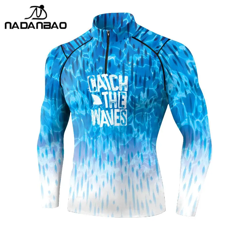 Nadanbao Men Swim Surfing T-shirt Long Sleeves Outdoor Sport T Shirt Surfing Beachwear Upf 50+ Uv Protection Sunscreen Sweatshir rash guard