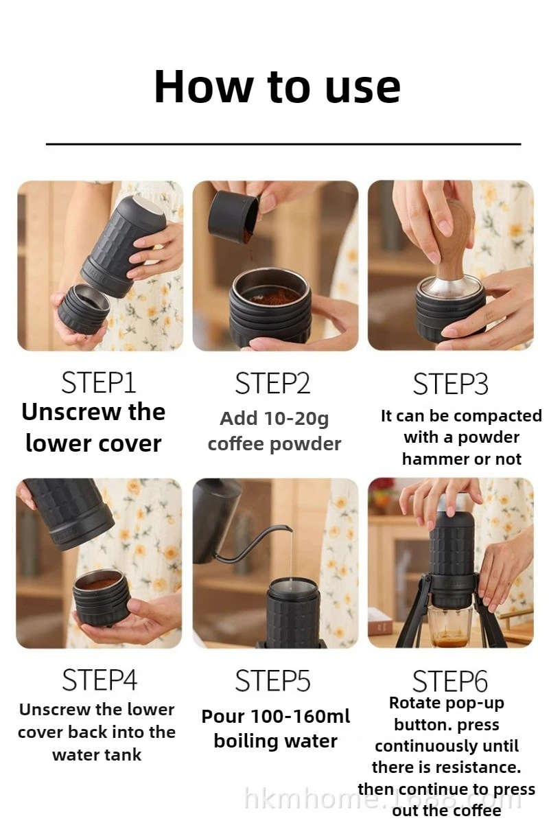 Outdoor Portable Espresso Capsule Manual Coffee Machine Household Hand Pressure Folding Storage Black Steel Gall Coffee Machine