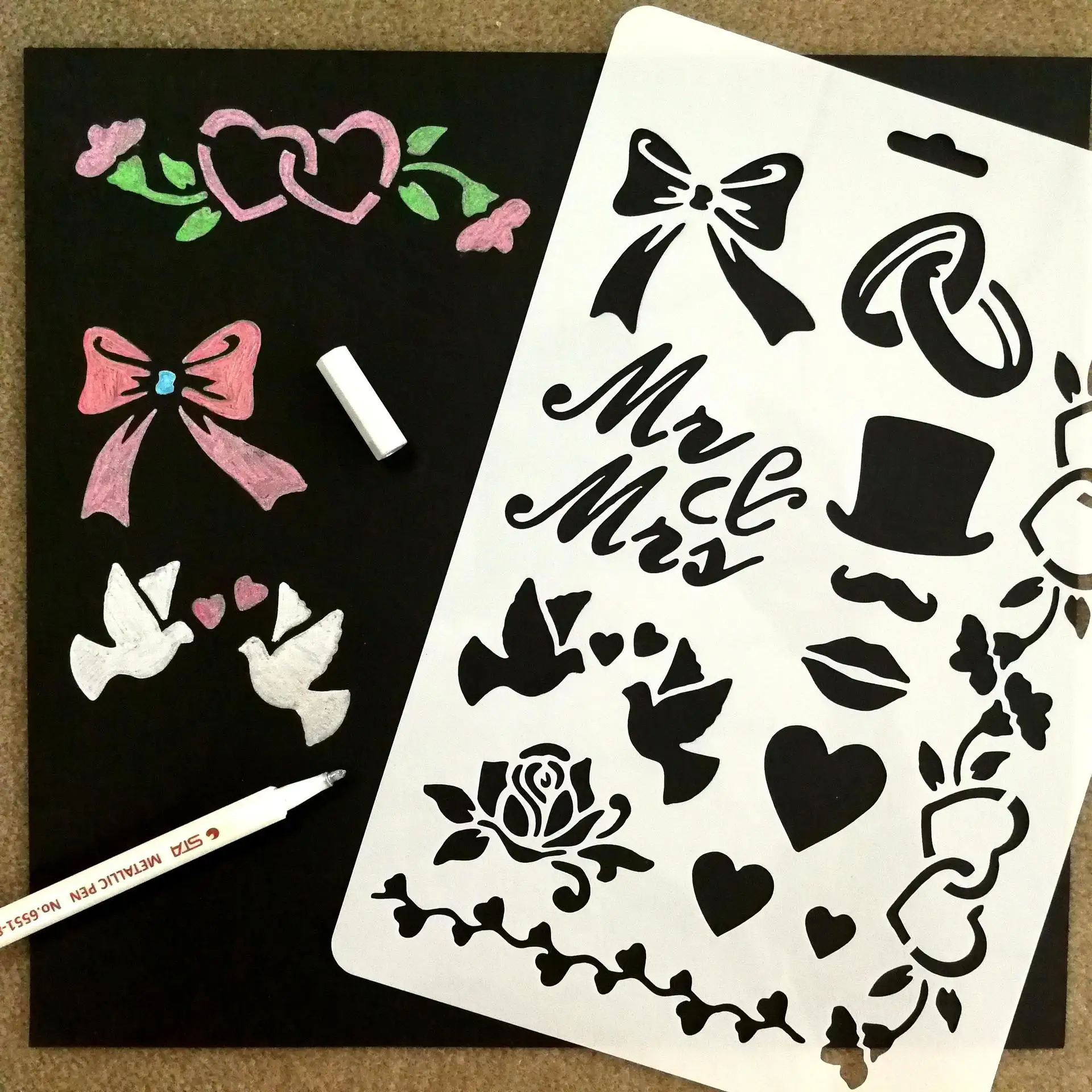 

Painting Template Handmade Diy Album Accessories Theme Lace Ruler Hollow Template Drawing Accessories 26x17.8cm