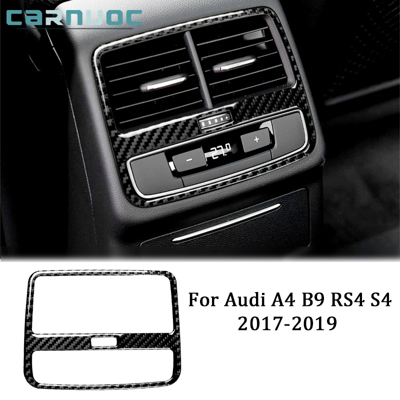 

Carbon Fiber Rear Air Vent Stickers Frame Cover Trim For Audi A4 B9 RS4 S4 2017 2018 2019 Car Interior Decorative Accessories