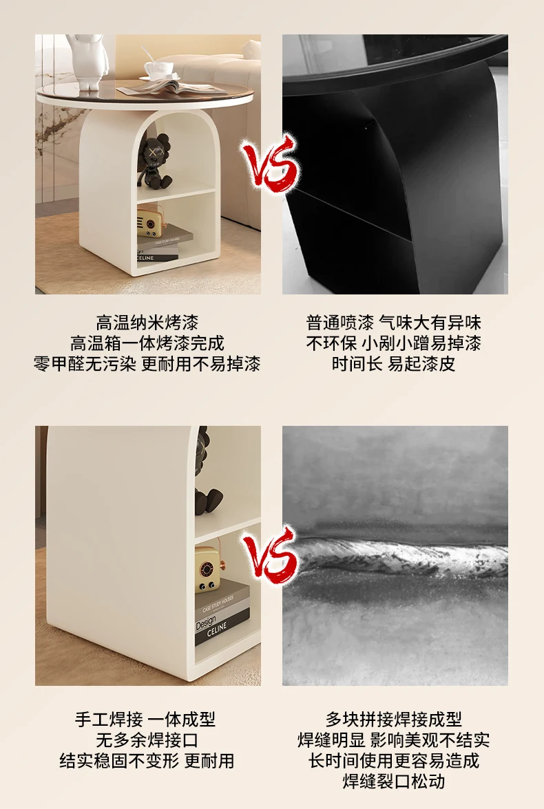 Small Round Coffee Table Bedroom Bedside Luxury High-end Sofa Edge Center Tables for Living Room Furniture for Home 쇼파사이드테이블