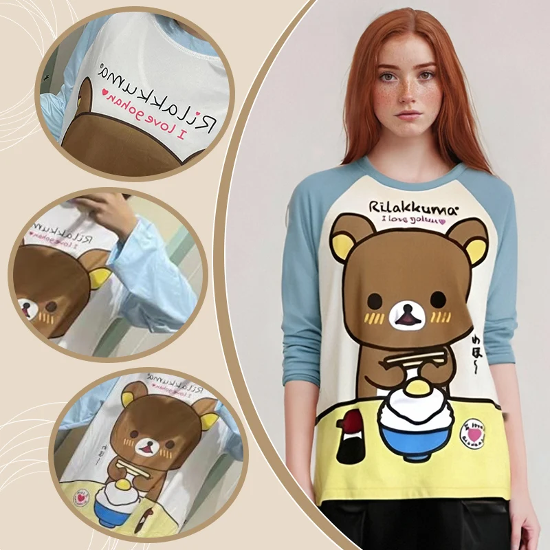 Women Long Sleeve T Shirt Casual Cartoon Print Anime