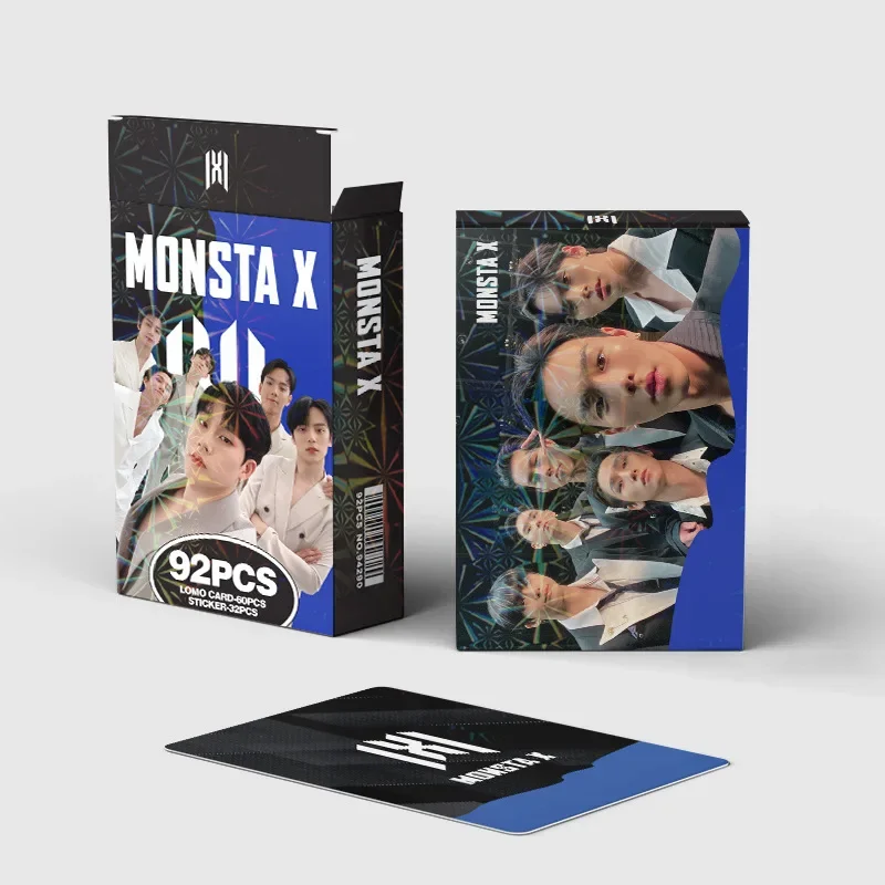 Lomo Cards 92pcs/set Kpop MONSTA X Lomo Card and Stickers Double Side HD Print MONSTAX Photocard for Fans Collcetion