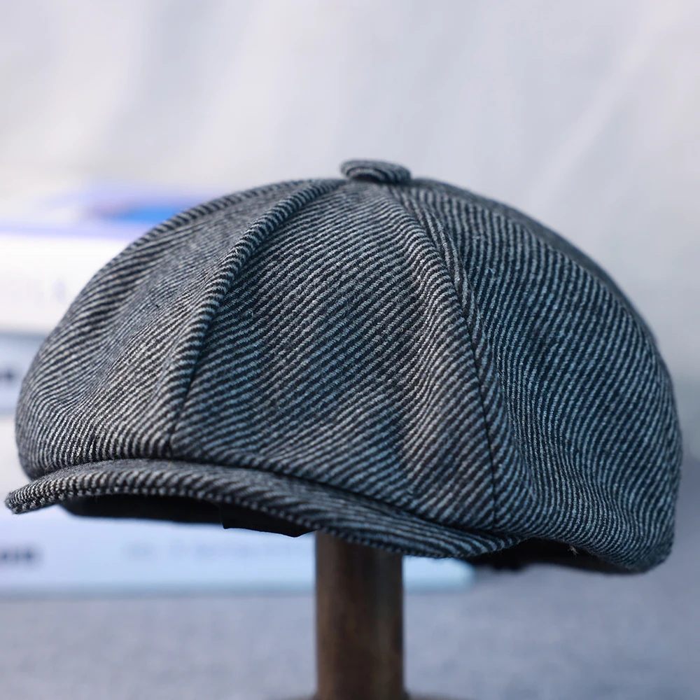 New Wool Style Newsboy Cap With Blade Male Twill Octagonal Hat Women Spring Summer Casual Beret Hat Gray Truck Driver Cap 008