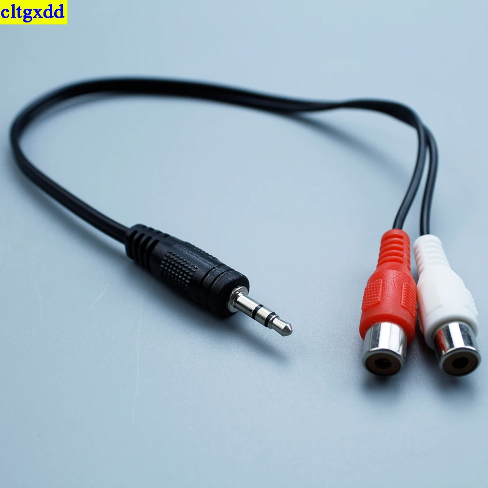 cltgxdd 1piece 3-pole 3.5mm male plug to 2 RCA female plug adapters Mini stereo audio speaker cable connector 30CM power cord