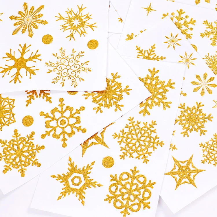 Glänzende Schneeflocken elektrostatische Wandaufkleber für Weihnachtsdekoration, Zimmer, Zuhause, Aufkleber, Schlafzimmer, Neujahr, Glasfenster, Dekor, Wandbild – Detail 5