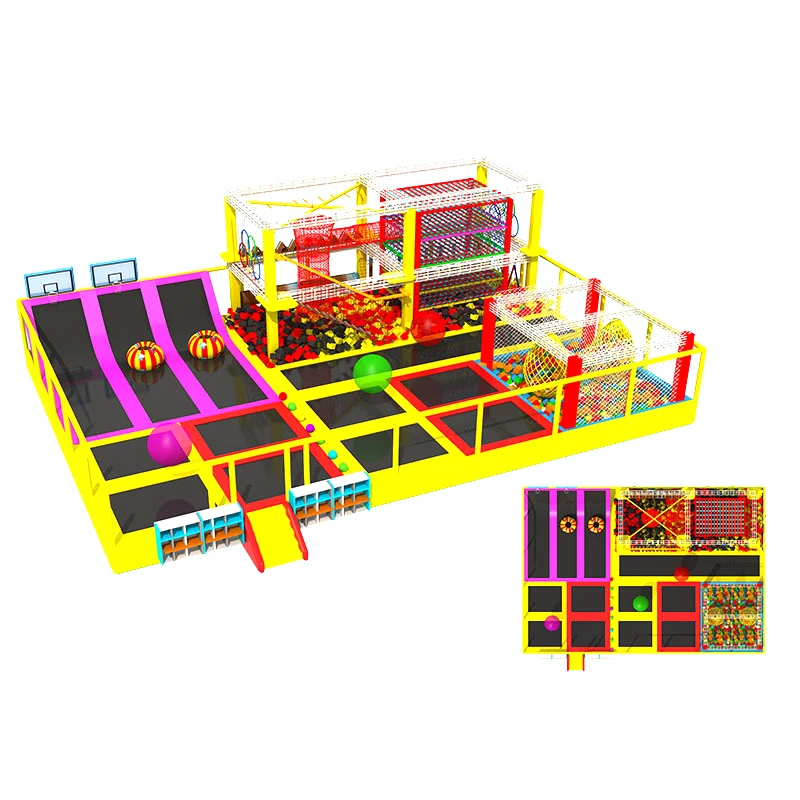 

Customize Indoor Playground Trampoline With Ninja Park Rope Climbing Fitness Jumping Bed Adventure Park YLW-BT191132