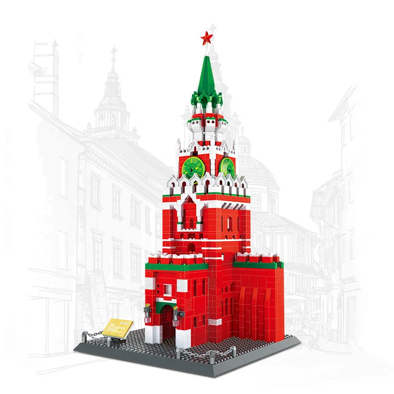 Berühmte russische Architektur Moskauer Kreml Baustein-Modell Konstruktionsbausteine Lernspielzeug-Kollektion für Kinder Geschenke