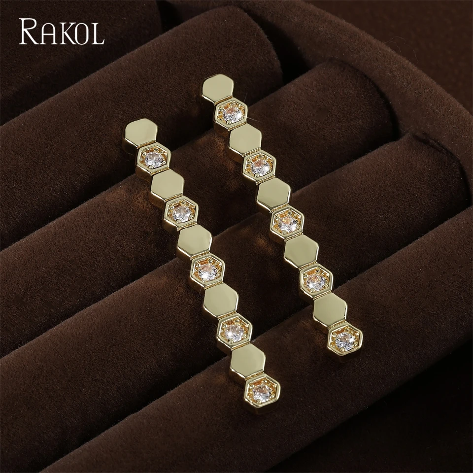 ATIMIGO Orecchini Pendenti Geometrici Con Zirconi Cubici – Cristalli Strass, Ipoallergenici, Lunghezza 7 Cm, Per Matrimoni E Feste, Confezione Regalo In Velluto