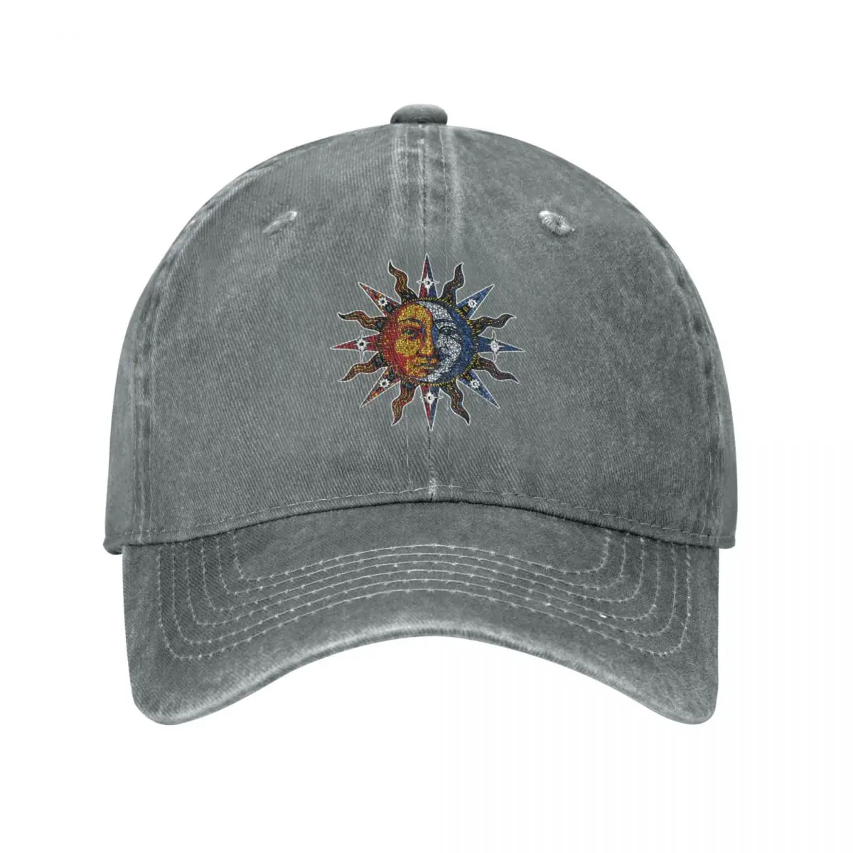 

Celestial Mosaic SunMoon Baseball Caps Fashion Washed Denim Hats Outdoor Adjustable Casquette Streetwear Baseball Cowboy Hat
