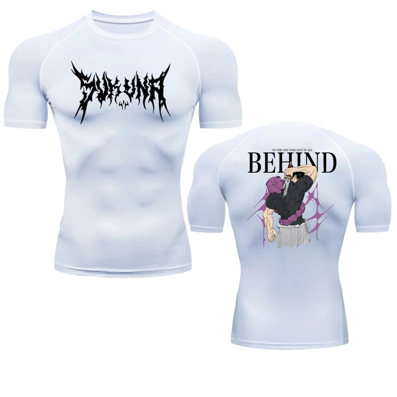 Anime Jujutsu Kaisen Compression Shirt Men Fitness Gym Sport Running T-Shirt Rashgard Tops Tee Quick Dry Short Sleeve T-Shirt Compression T Shirt Sport T Shirt