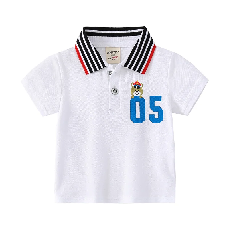 

White Summer Boys Polo Tshirts Quality Breathable Cotton Fabric Baby Tops Toddler Tee Shirts Children Jersey Kids Clothes