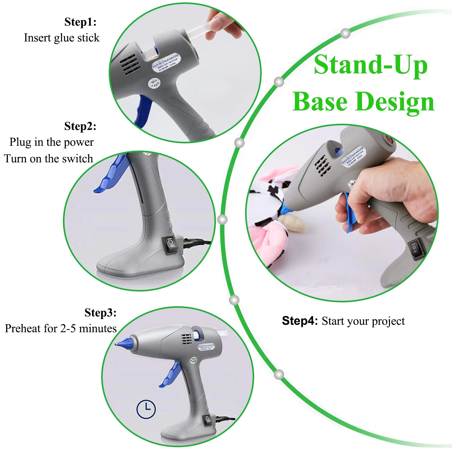 Hot Glue Gun, Full-Size Cordless Glue Gun 80 / 120W Base Stand-Up, Dual  Temp With 10 Pcs Glue Sticks For Art, DIY, Craft - AliExpress