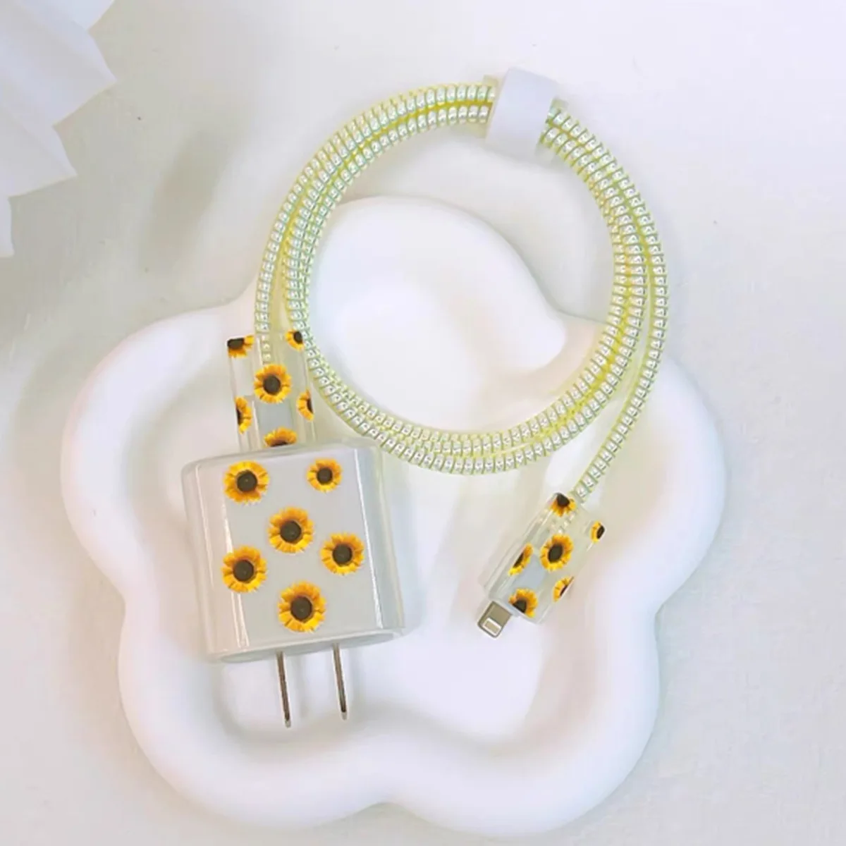Cable Protector Yellow Sunflower Charging Data Cable for iPhone 18/20w Charger 5pcs