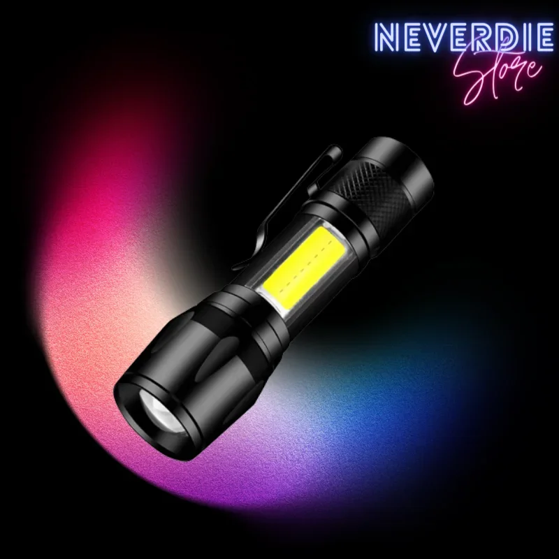 Mini Rechargeable LED Flashlight COB+XPE Portable Torch Camping Lantern Zoomable Focus Light Tactical Flashlight with Pen Clip portable flashlight portable torch