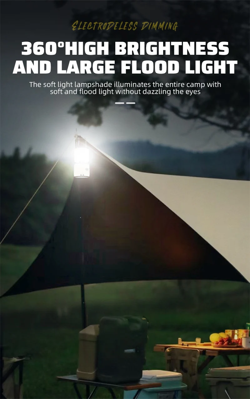 West Biking tragbare Camping Lichter Typ C Aufladen super helle Zelt Licht Outdoor Wandern Angeln Nacht Not licht – Detail 4