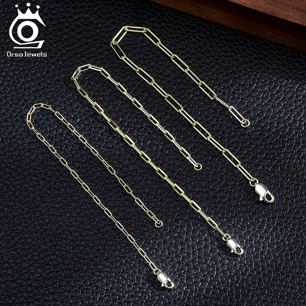 ORSA JEWELS 이탈리아 종이 클립 체인 팔찌 여성용 트렌디 실버 핸드 팔찌 파티 쥬얼리 SB218
