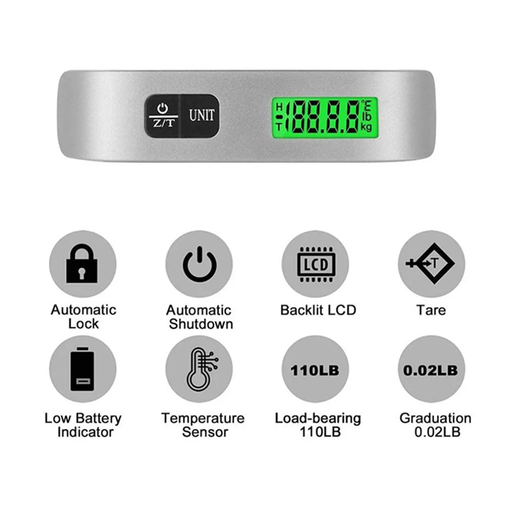 Báscula digital portátil para equipaje con pantalla LCD, bolsa colg