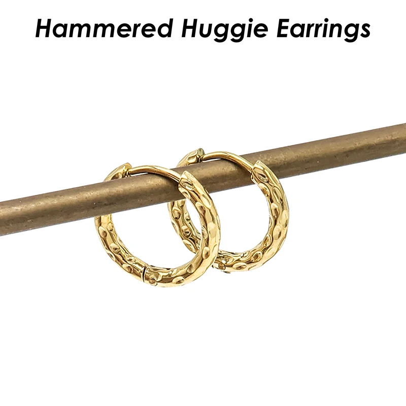 20 Pieces Hammered Huggie Hoop Earrings Stainless Steel Earring