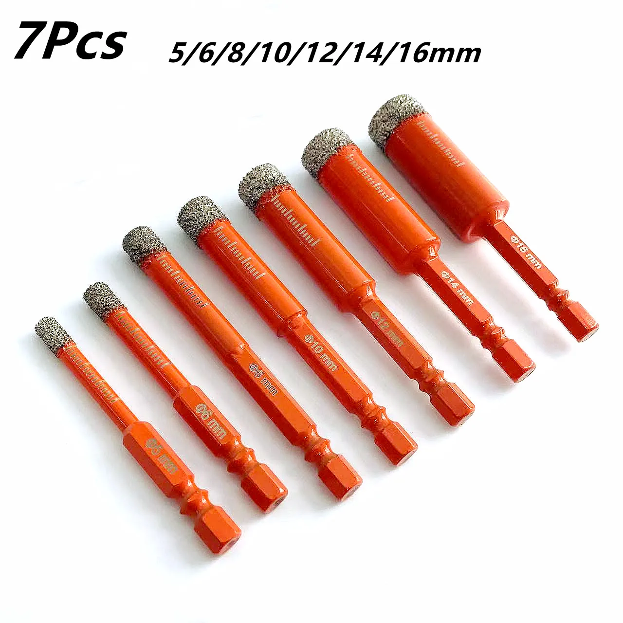 Dry Diamond Drill Bits Set for Granite Ceramic Marble Tile Stone Glass Hard Material Hex Shank Masonry Hole Saw Drill Bit 5-16mm vearter 5 6 8 10 12 14 16mm round shank vacuum brazed dry diamond drill bit masonry hole saw for tile marble granite ceramic
