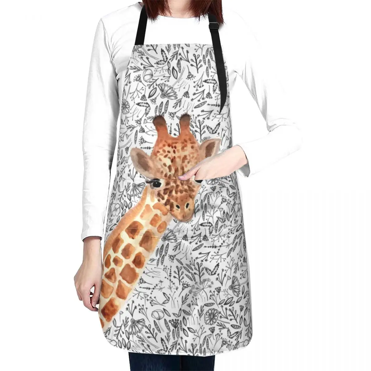

Watercolor Giraffe Apron man chef uniform Chef Accessories