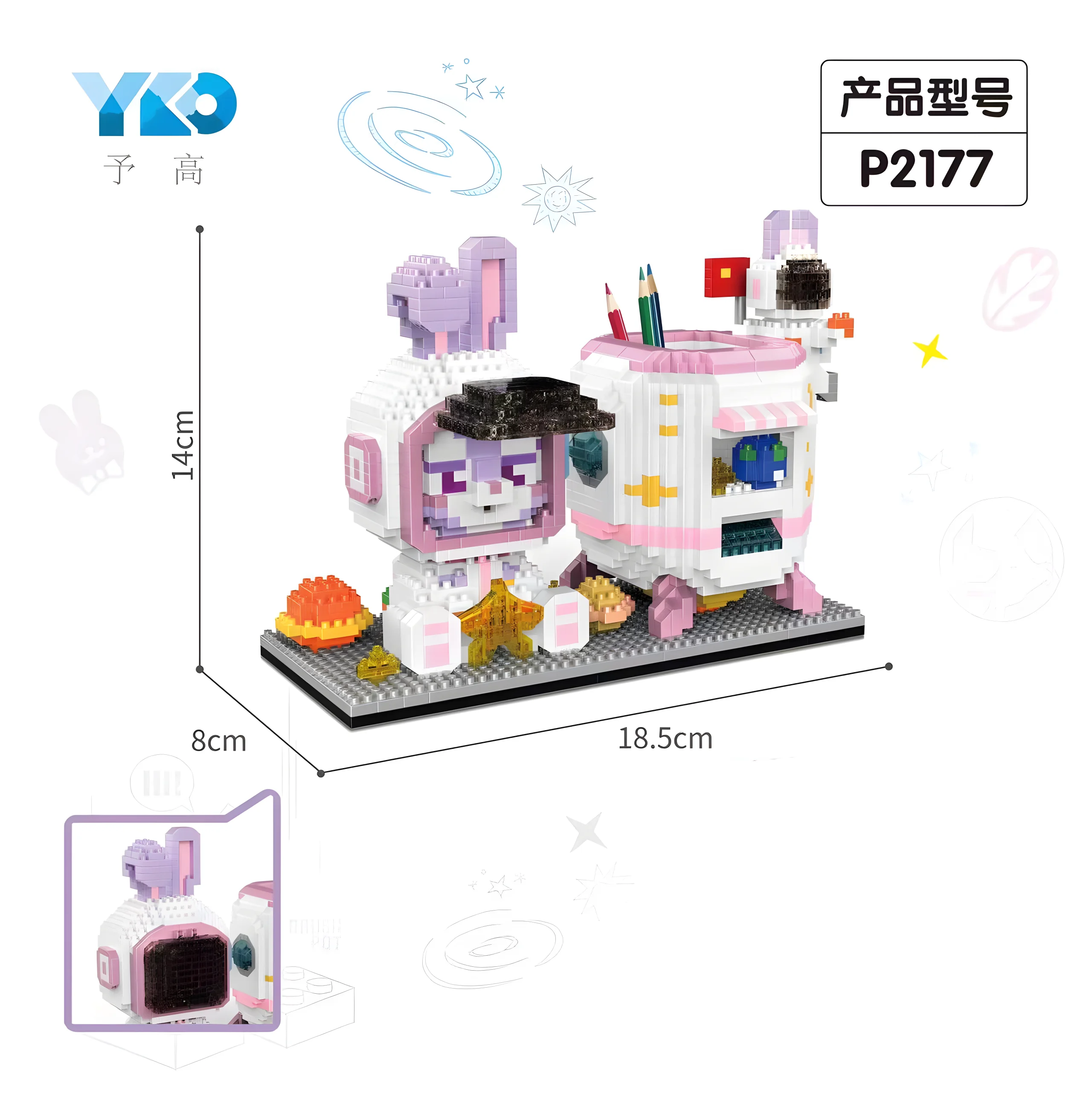 2 In1 Disney Stitch lega Building Blocks Pencil Holder Toy Pokemon Pikachu lega Blocks Cartoon Character Toys Children Gifts building blocks toys