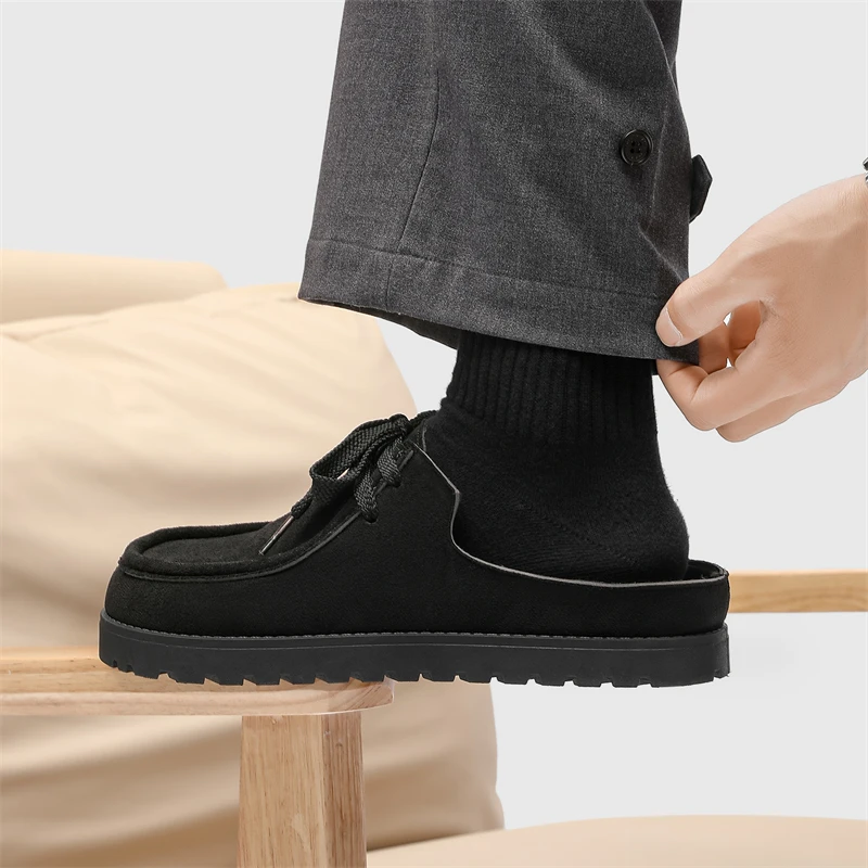 Modische Herren-Halbslipper aus Wildleder, Freizeitschuhe in 4 Farben, Atmungsaktive Leichte Wanderschuhe, Bequeme Loafer, Slipper – Detail 28