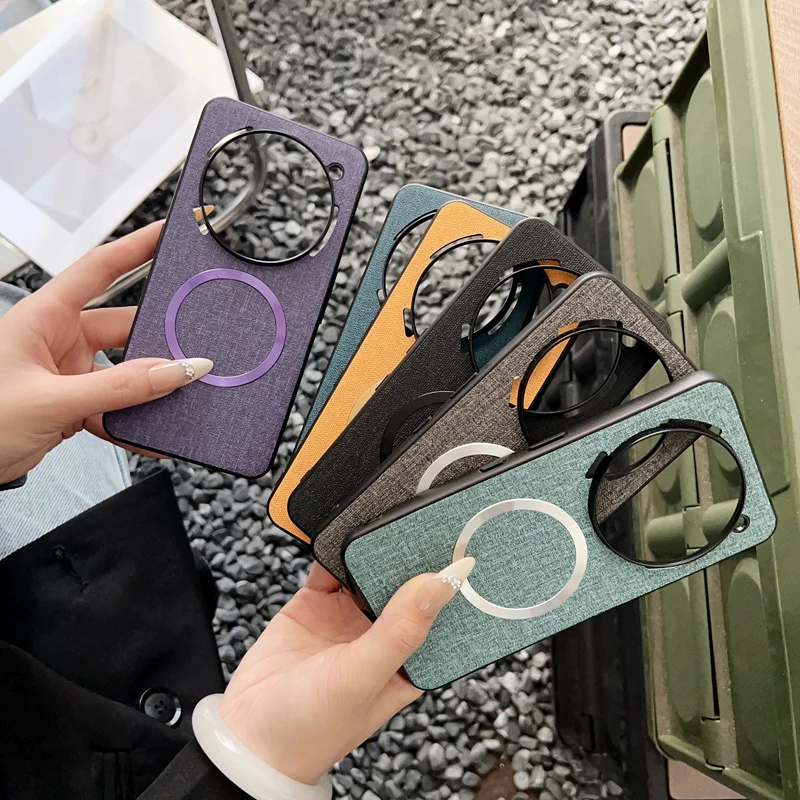 Magnetic TPU + PC Anti-Slip Ultra Thin Woven Textile Cloth Pattern Phone Case Cover